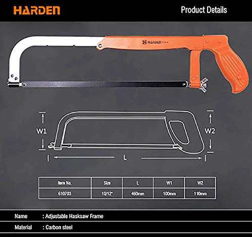 Harden 10" to 12" Adjustable Steel Hacksaw Saw Frame-610703 - Image 2