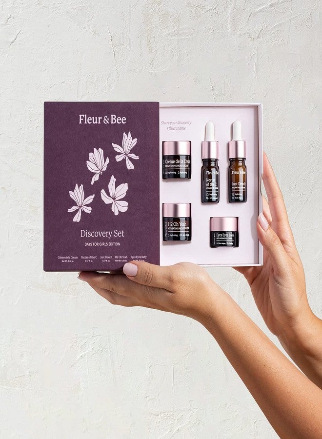 Fleur & Bee Skincare Set, Discovery Set, 5 Deluxe Minis Moisturizers, Serums, Eye Cream | Skin Care Gift Set Vegan & Cruelty-Free | Travel Friendly - Image 2