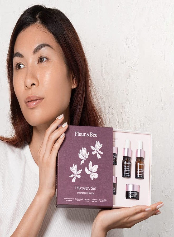 Fleur & Bee Skincare Set, Discovery Set, 5 Deluxe Minis Moisturizers, Serums, Eye Cream | Skin Care Gift Set Vegan & Cruelty-Free | Travel Friendly - Image 5