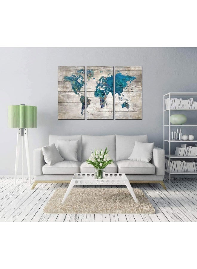 Pogusmavi Large World Map Canvas Print Picture Wall Art Decor for Living Room Bedroom 16x32x3p Multi - Image 5