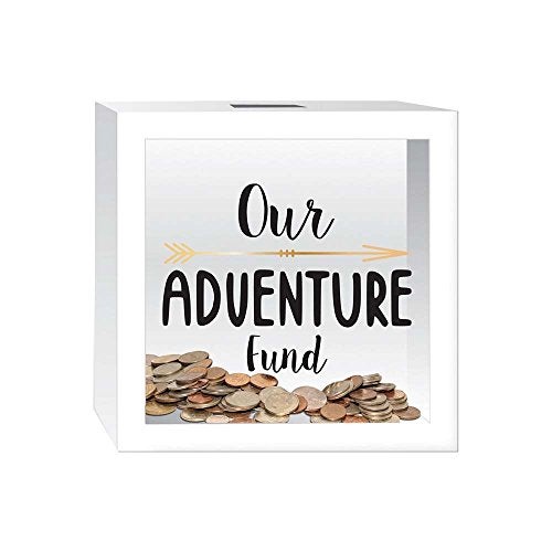 Prinz White Adventure Fund Money Savings Piggy Bank for Adults, Kids Savings Box Change Jar, 6' x 6' Wooden Shadow Box - Image 5