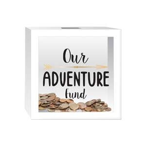 Prinz White Adventure Fund Money Savings Piggy Bank for Adults, Kids Savings Box Change Jar, 6' x 6' Wooden Shadow Box - Image 3
