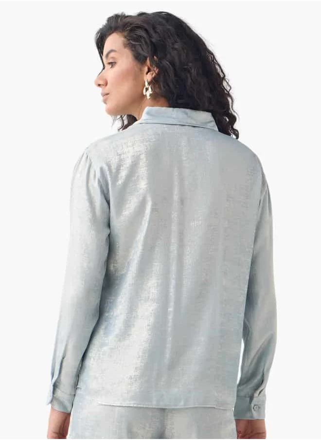 2Xtremz 2Xtremz Textured Shirt with Collar and Long Sleeves