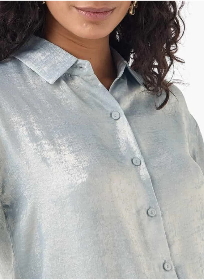 2Xtremz 2Xtremz Textured Shirt with Collar and Long Sleeves