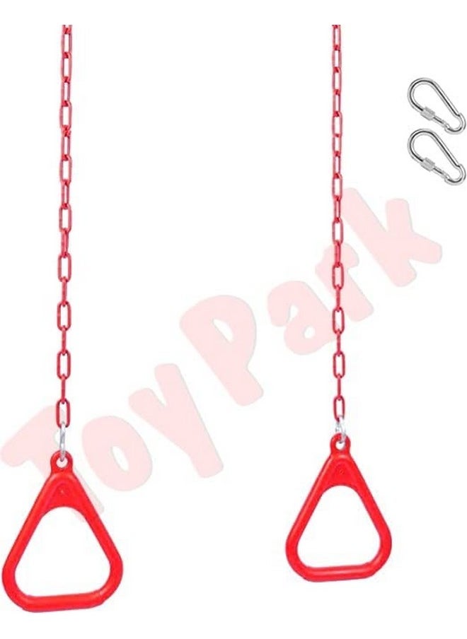 Toy Park - Toy Park Gym Trapeze Ring Set for Kids/Adults Trapeze Bar Flying Pull up Ring Sports Outdoor & Indoor Gym Swing (Red) - Image 1