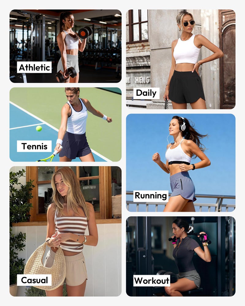 TVKSOM Women's Athletic Workout Shorts High Waisted with Zipper Pockets Gym Elastic Running Shorts for Women Casual - Image 5