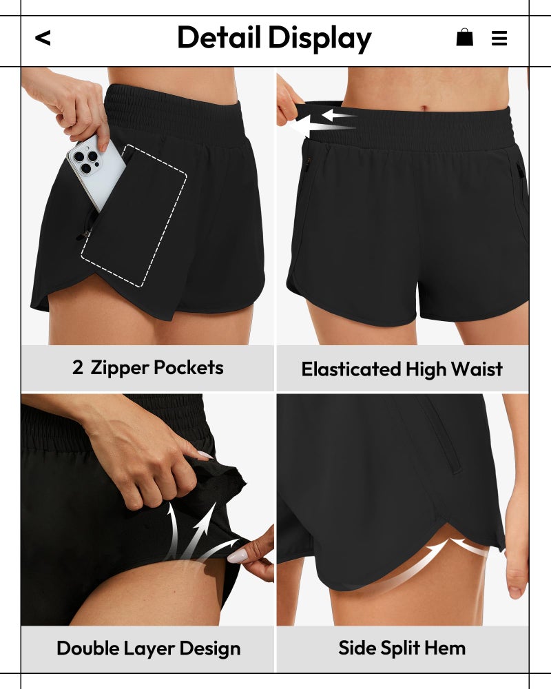 TVKSOM Women's Athletic Workout Shorts High Waisted with Zipper Pockets Gym Elastic Running Shorts for Women Casual - Image 4