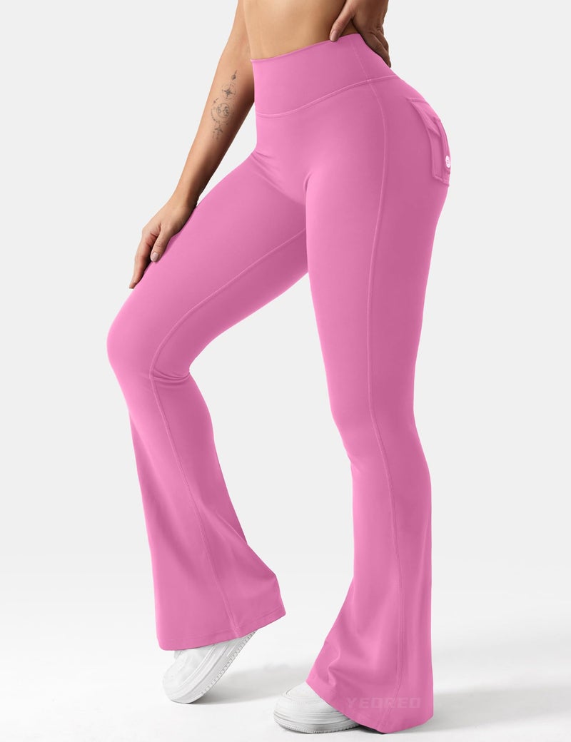 YEOREO CoreFlex Flare Leggings with Pockets for Women Scrunch Workout Leggings Butt Lifting Gym Yoga Pants - Image 4