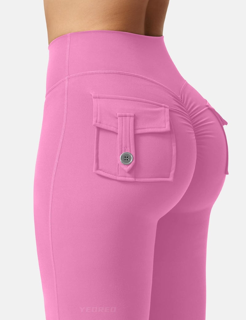 YEOREO CoreFlex Flare Leggings with Pockets for Women Scrunch Workout Leggings Butt Lifting Gym Yoga Pants - Image 5