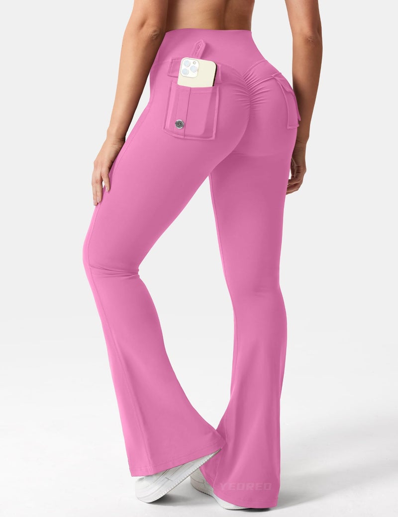 YEOREO CoreFlex Flare Leggings with Pockets for Women Scrunch Workout Leggings Butt Lifting Gym Yoga Pants - Image 2