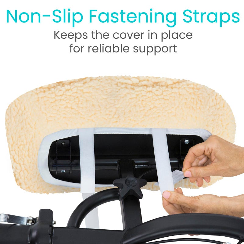 Vive Mobility Knee Walker Pad Cover - Plush Synthetic Faux Sheepskin Scooter Cushion - Accessory for Knee Roller - Leg Cart Improves Comfort During Injury (Off-White) - Image 4