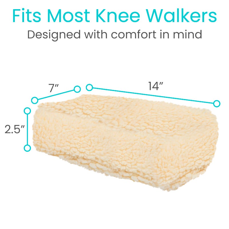 Vive Mobility Knee Walker Pad Cover - Plush Synthetic Faux Sheepskin Scooter Cushion - Accessory for Knee Roller - Leg Cart Improves Comfort During Injury (Off-White) - Image 5