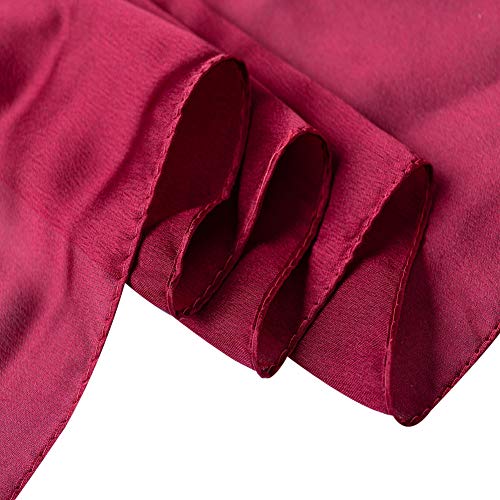 CYZLANN Women's Scarves 100% Silk Long Lightweight Scarfs for women(dark red blue) - Image 4