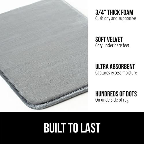 GORILLA GRIP Memory Foam Bath Rugs Soft Absorbent Velvet Bathroom Mats Durable Dots on Underside Machine Washable Bathmat Carpet Rug Room Decor for Shower Floor 30x20 Mat Graphite Gray - Image 3