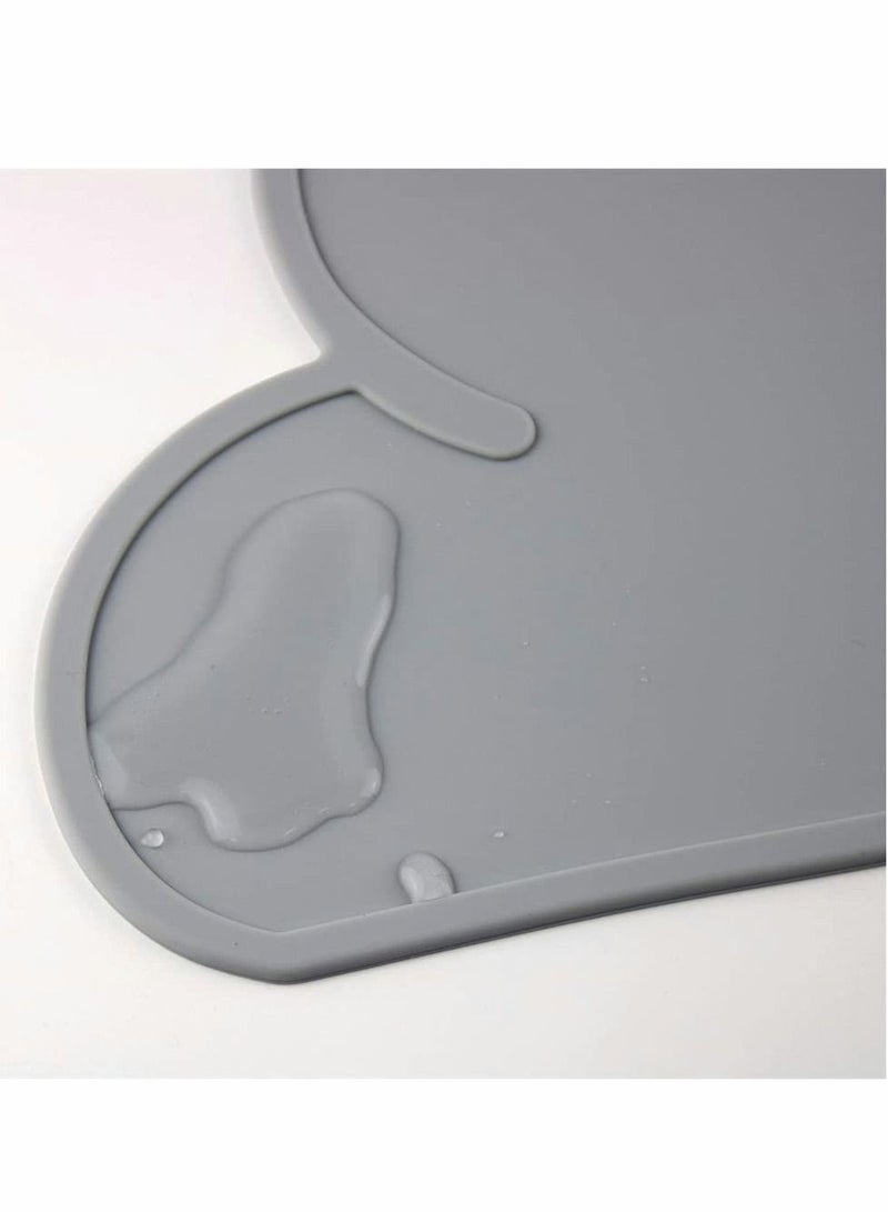 2 PCS Kids Place Mats, Silicone Cloud Shape Table Placemats Baby Feeding Plate Anti Slip Heat Proof Stain Resistant Washable Toddler Tablemat Portable Tableware (Grey, Pink, 18 x 10 Inch) - Image 3