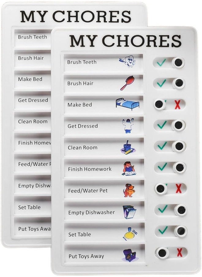 Generic - 2 Pieces Chore Chart for Multiple Kids,Daily Chore Schedule for 2 Kids，Memo Checklist Plan Board Detachable Plastic for Home Reusable Chore List (to Do List for Kids) 4.7x7.9 Inch - Image 1