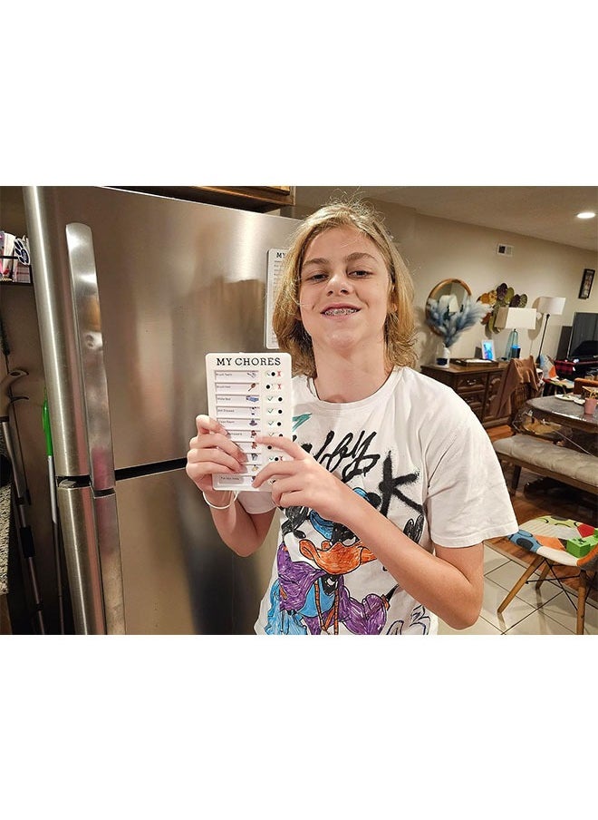 Generic - 2 Pieces Chore Chart for Multiple Kids,Daily Chore Schedule for 2 Kids，Memo Checklist Plan Board Detachable Plastic for Home Reusable Chore List (to Do List for Kids) 4.7x7.9 Inch - Image 1