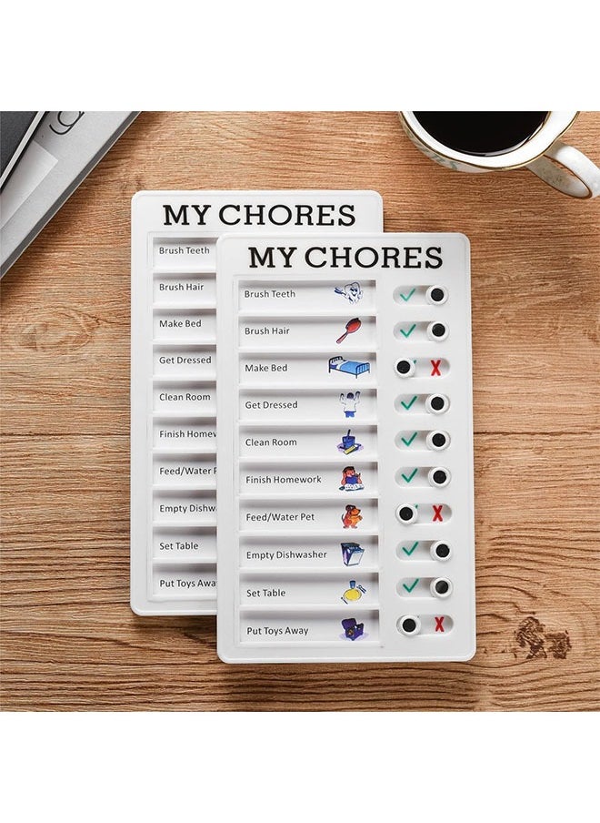 Generic - 2 Pieces Chore Chart for Multiple Kids,Daily Chore Schedule for 2 Kids，Memo Checklist Plan Board Detachable Plastic for Home Reusable Chore List (to Do List for Kids) 4.7x7.9 Inch - Image 1