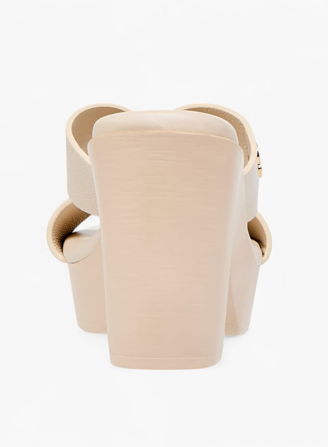 Celeste Womens Logo Accent Slip-On Cross Strap Sandals With Block Heels - Image 5