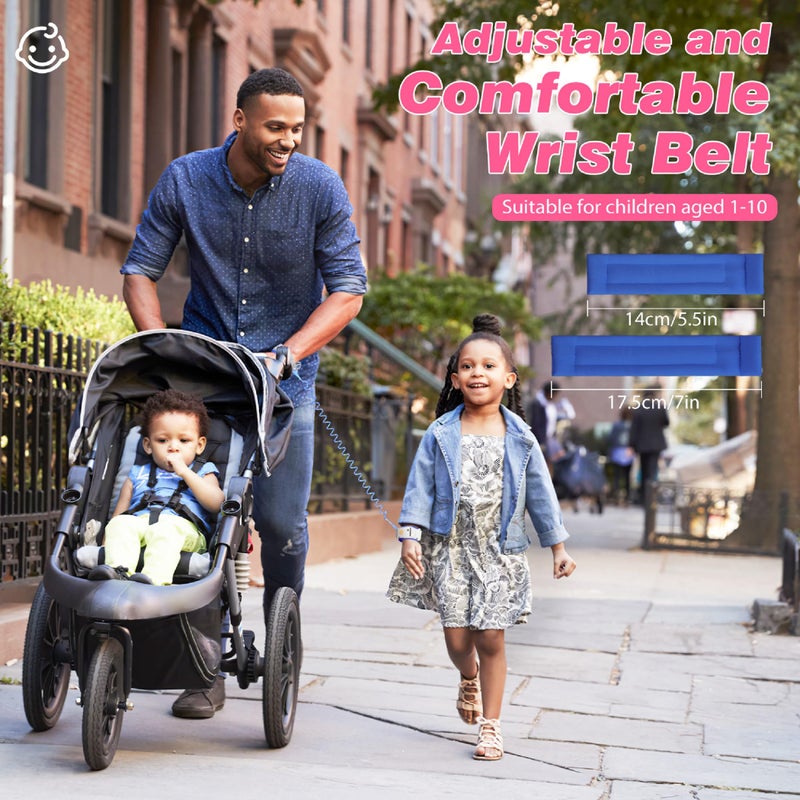 Zooawa Toddler Leash 2Pack, Toddler Kids Harness Anti Lost Wrist Link with Magnetic Lock, Reflective Safety Walking Harness Wristband Leashes for 2,3,4 Years Old Boys Girls, Blue+Pink - Image 5