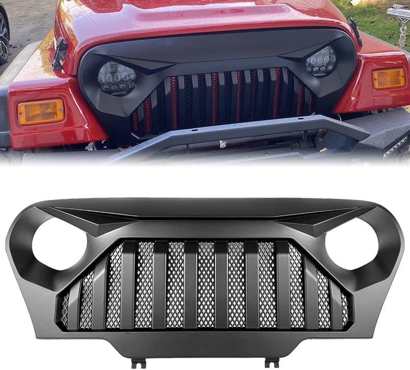 DIBON AUTO Matte Black Grille for Jeep Wrangler TJ Gladiator (1997-2006) - Image 1