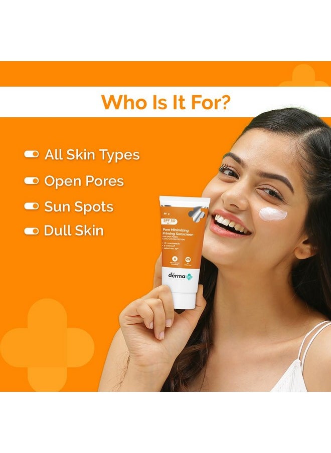 THE derma Co - واقٍ من الشمس لتقليل المسام لجميع أنواع البشرة مع SPF 50 و PA+++ لحماية المسام المفتوحة و UVA/UVB - 80 جرام - Image 1