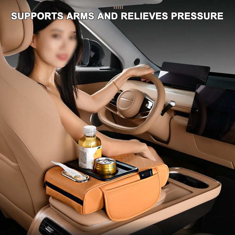 KASTWAVE 4-in-1 Multifunctional Car Armrest Storage Box with Cup Holders and Tissue Slot - Image 5