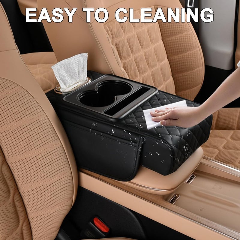 KASTWAVE 4-in-1 Multifunctional Car Armrest Storage Box with Cup Holders and Tissue Slot - Image 2
