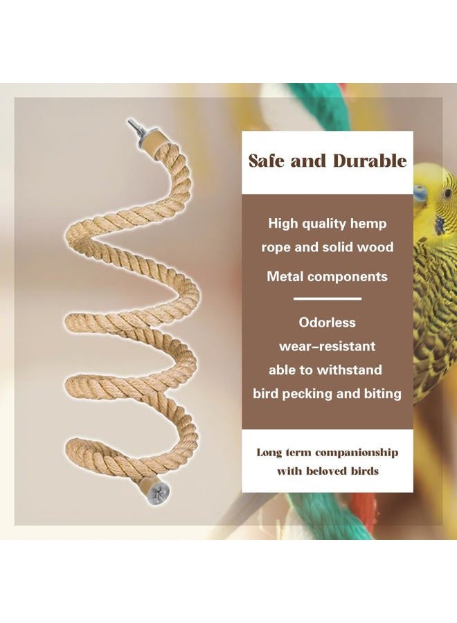 DINTSTYLE 3pcs Bird Rope Perch for Parrots,Bird Cage Climbing Rope Toys Accessories,Bendable Climbing,Bendable Natural Jute Boing with Pine Wood and Stainless Steel Mount,Parakeet Lovebirds(Natural Jute) - Image 4