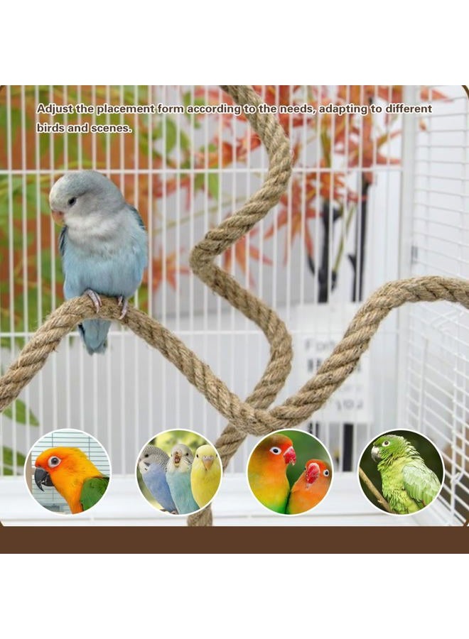 DINTSTYLE 3pcs Bird Rope Perch for Parrots,Bird Cage Climbing Rope Toys Accessories,Bendable Climbing,Bendable Natural Jute Boing with Pine Wood and Stainless Steel Mount,Parakeet Lovebirds(Natural Jute) - Image 3