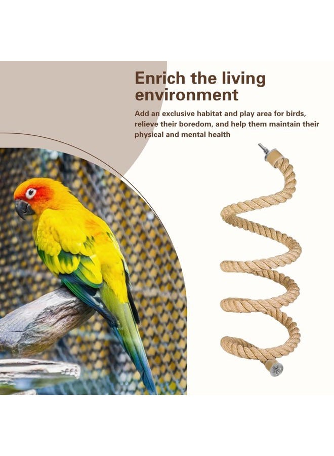 DINTSTYLE 3pcs Bird Rope Perch for Parrots,Bird Cage Climbing Rope Toys Accessories,Bendable Climbing,Bendable Natural Jute Boing with Pine Wood and Stainless Steel Mount,Parakeet Lovebirds(Natural Jute) - Image 5