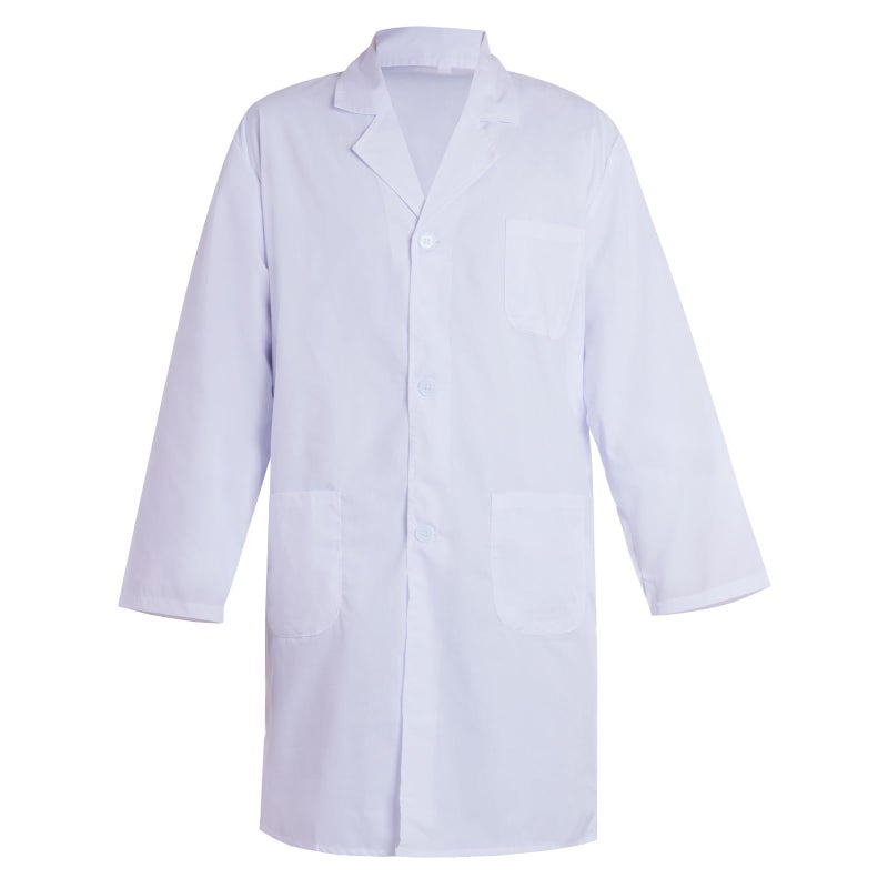 mifengda Scientist Costume Women Men Halloween White Flat Long Sleeve Lab Coats Unisex Halloween Lab Coat Adult Doctor Costume Accessories for Science Doctor Nurse Student(XL) - Image 5