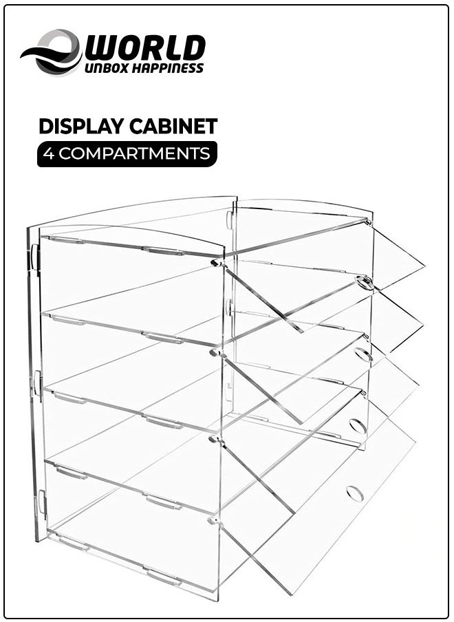 Eworld 4-Tier Clear Acrylic Display Cabinet with Detachable Flip Lid Design Ideal for Showcasing Candy, Pastries, Cosmetics, Figurines, and Memorabilia, Perfect for Bakeries, Convenience Stores, Homes  - Image 1