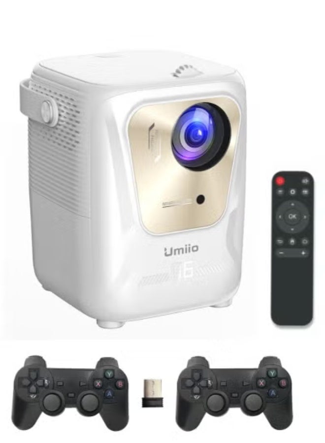 Umiio Portable Gaming Projector 4K – LED Smart Android Projector with WiFi, Bluetooth, HDMI/USB/SD Support, Remote & 2 Wireless Game Controllers – Home Theater & Gaming - Image 1