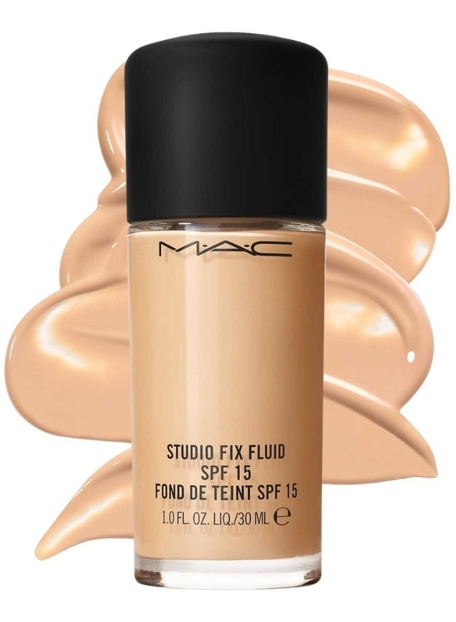 MAC Cosmetics MAC Studio Fix Fluid SPF 15 Foundation NC15 – 24HR Long-Wear, Matte Finish, Oil Control, Medium-to-Full Coverage - Image 1