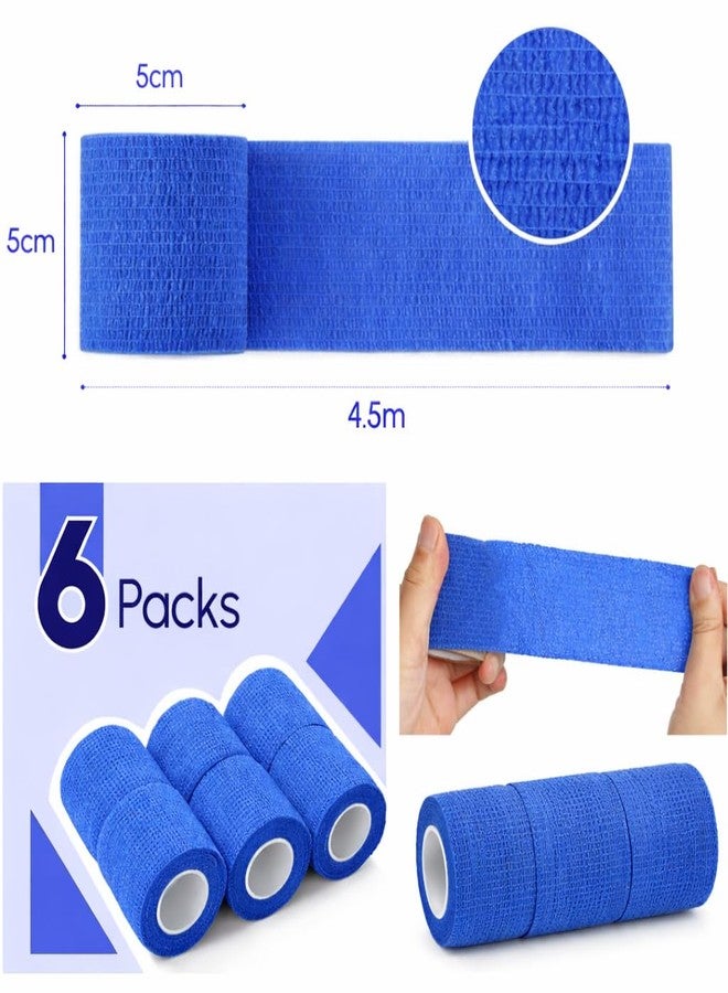CareVego® Self Adhesive Bandage Wrap, 6 Pack, 5CM * 4.5CM, Cohesive Bandages, Medical Wrap, Elastic Bandage Wrap, Self Sticking Bandage Tape (Blue Color) - Image 2