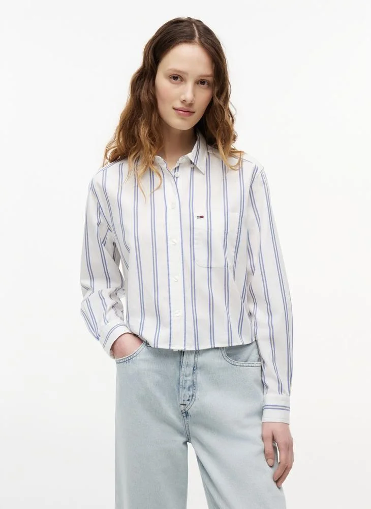 Tommy Jeans Relaxed Fit Twill Cropped Shirt