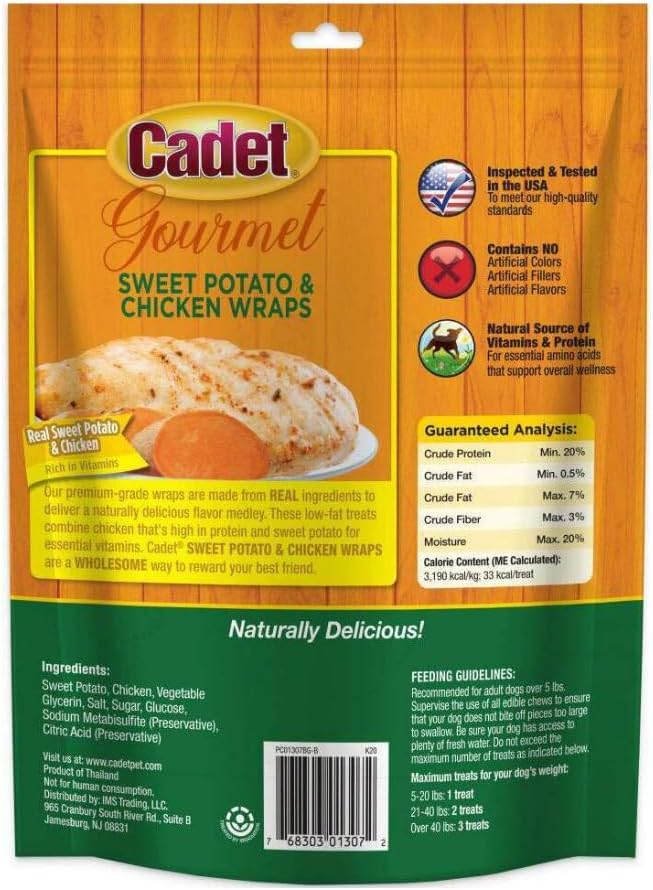 Cadet Gourmet Dog Treats Sweet Potato  Chicken Wrap 14oz - Image 3