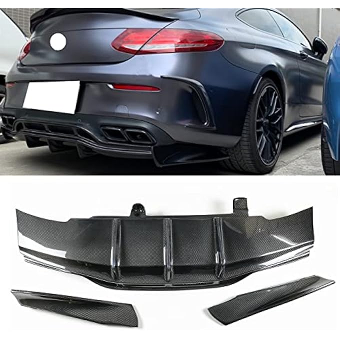 AUSMILA Carbon Fiber Rear Bumper Diffuser For Mercedes-Benz C63 AMG S Coupe 2 Door 2015-2021 - Image 1