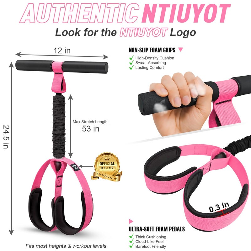 NTIUYOT Upgraded Durable Pedal Resistance Band with Handle, Thickened Latex Tubes and Soft Foam Fabric Foot Pedal, Sit Up Exercise Equipment for Abdomen, Waist, Arm, Core/ABS, Leg, Physical Therapy - Image 3