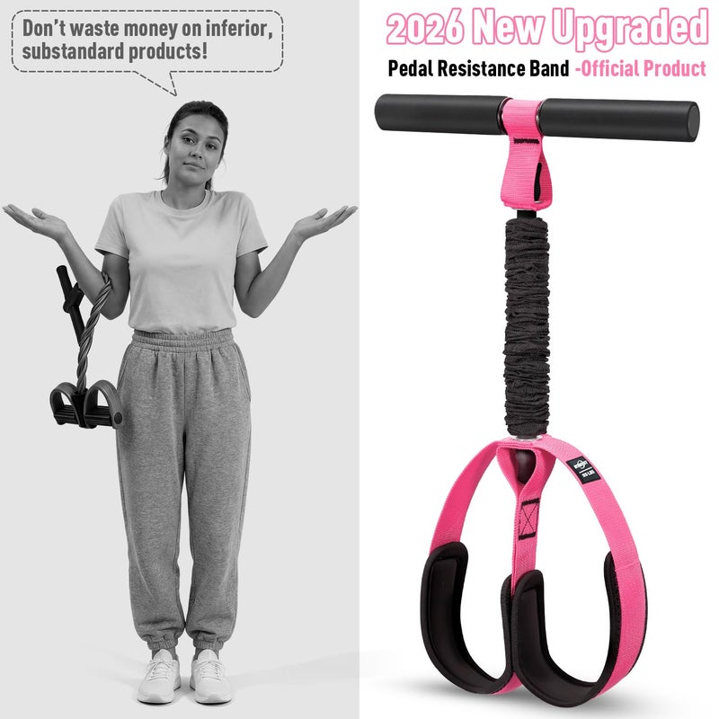 NTIUYOT Upgraded Durable Pedal Resistance Band with Handle, Thickened Latex Tubes and Soft Foam Fabric Foot Pedal, Sit Up Exercise Equipment for Abdomen, Waist, Arm, Core/ABS, Leg, Physical Therapy - Image 2