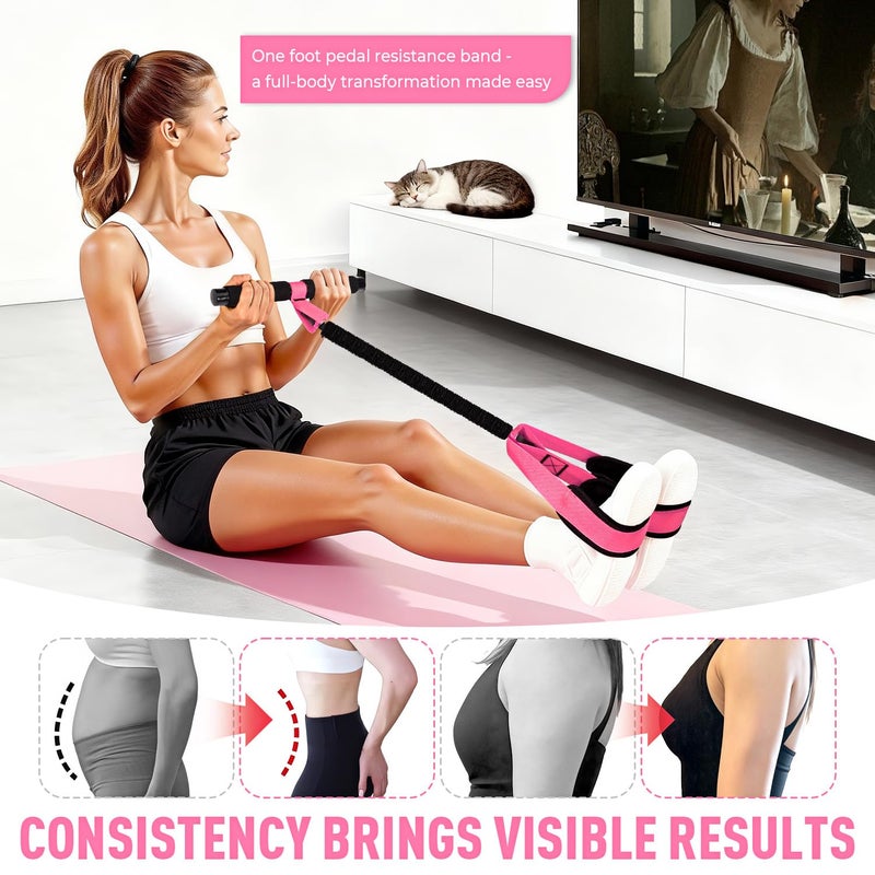 NTIUYOT Upgraded Durable Pedal Resistance Band with Handle, Thickened Latex Tubes and Soft Foam Fabric Foot Pedal, Sit Up Exercise Equipment for Abdomen, Waist, Arm, Core/ABS, Leg, Physical Therapy - Image 5