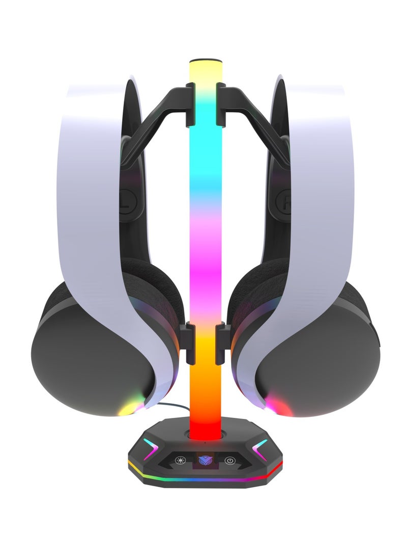 general RGB Headphone Stand，Gaming Controller Holder，Desk Gaming Headset Holder with 10 Light Mode 2 USB Charging and 1 Type-C，Memory Feature for Gamers PC Earphone Accessories Desk - Image 4