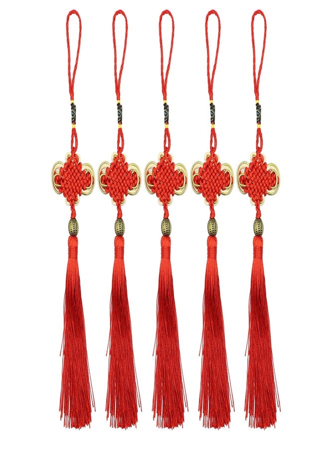 LBY Chinese Tassel Chinese Knot, Red Handmade Tassels Chinese Knots Band Beads, Lucky Knots to Attract Wealth Good Fortune and Health, for Door and Car Handing Decoration,5pcs - Image 1