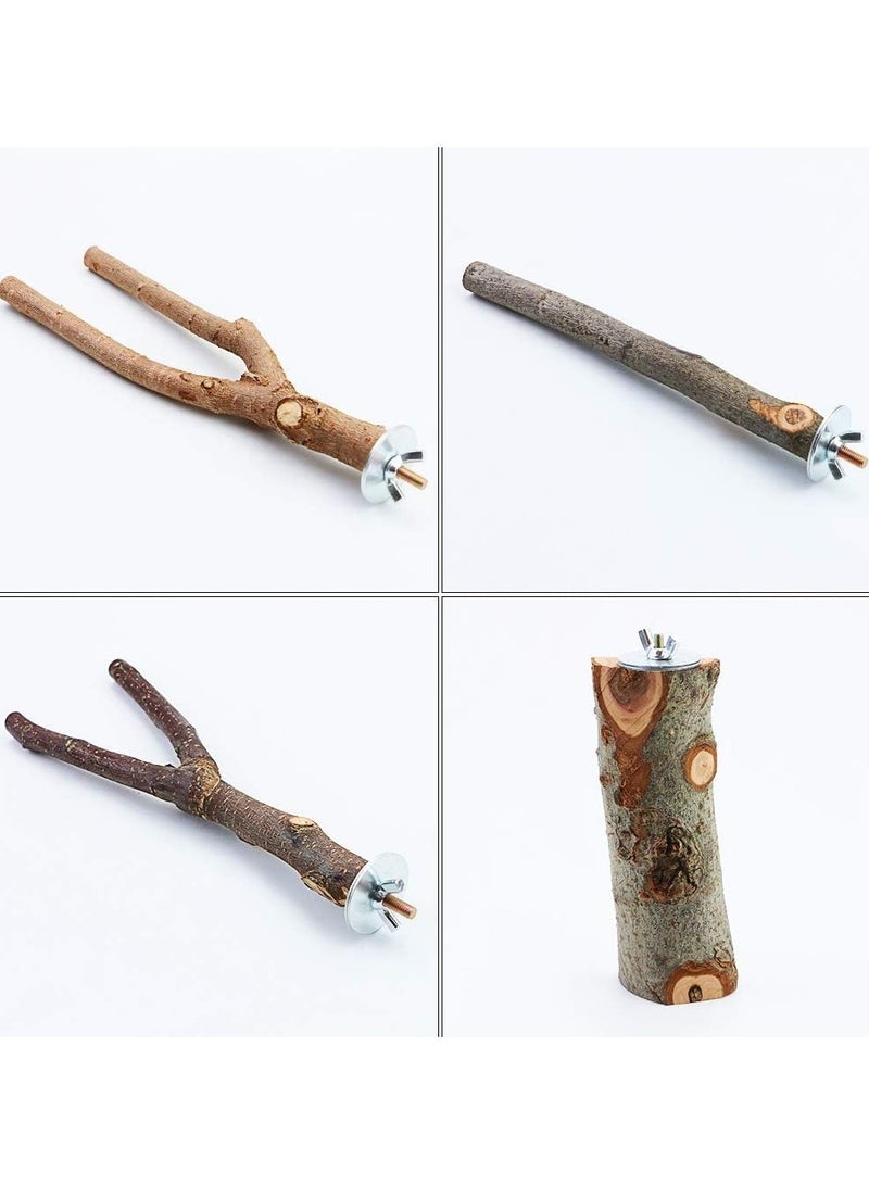 مجموعة من 4 قطع من 4 قطع من الخشب الطبيعي للطيور والببغاء، ألعاب شوكة، قفص طائر الحيوانات الأليفة خشبية معلقة، لعبة أرجوحة أرجوحة أرجوحة للببغاوات الصغيرة، بودجيس، كوكاتيل، كونوريس، الببغاء، العصافير - Image 5