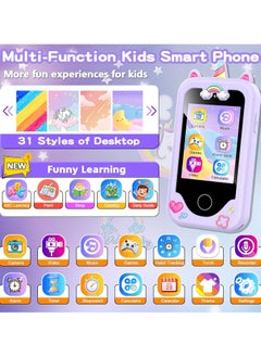 Chillspace 2025 Upgrade Kids Smart Phone for Girls, Christmas Birthday Gifts for Girls Age 3-10 Kids Toys Cell Phone, 2.8" Touchscreen Toddler Learning Play Toy Phone with Dual Camera, Game, Music Player, 8GB Card Purple  - Image 2