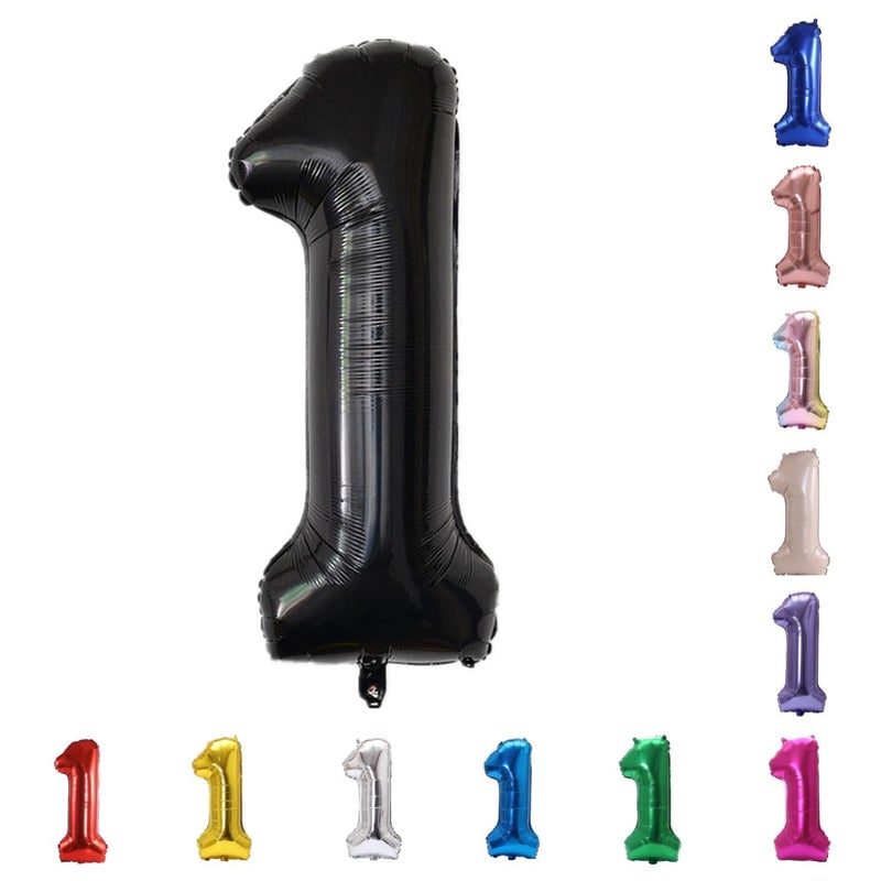 YPSelected 32 Inch Large Foil Helium Number Balloon Birthday Wedding Party 0-9 (Black, 1) - Image 1