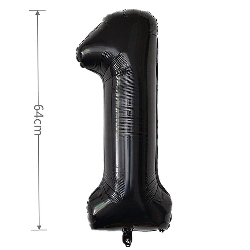 YPSelected 32 Inch Large Foil Helium Number Balloon Birthday Wedding Party 0-9 (Black, 1) - Image 3