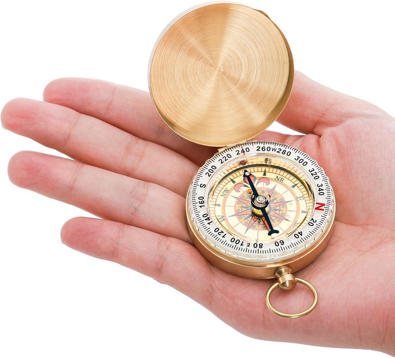 Tebery 2 Pack Classic Copper Clamshell Glow in The Dark Military Survival Gear Compass - Waterproof Luminous Kids Compass for Hiking, Camping, Hunting, Climbing - Image 5