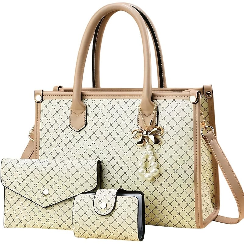 Tigpoy 3pcs Purses and Handbags Set for Women, Top-Handle Tote, Satchel Shoulder Bag & Matching Wallet and Card Purse - Image 1